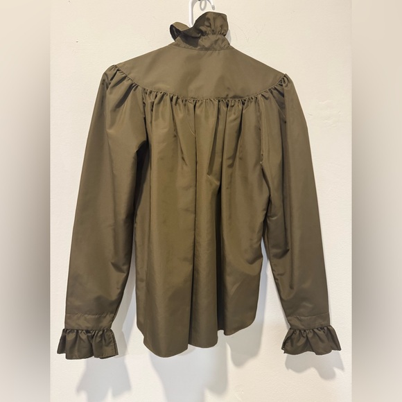 Vintage Paul Stanley Nylon Olive Blouse Top - size 8 - Picture 3 of 6